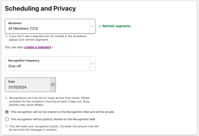 Sharing settings for the recognition