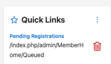 Deleting a quick link using the trash icon