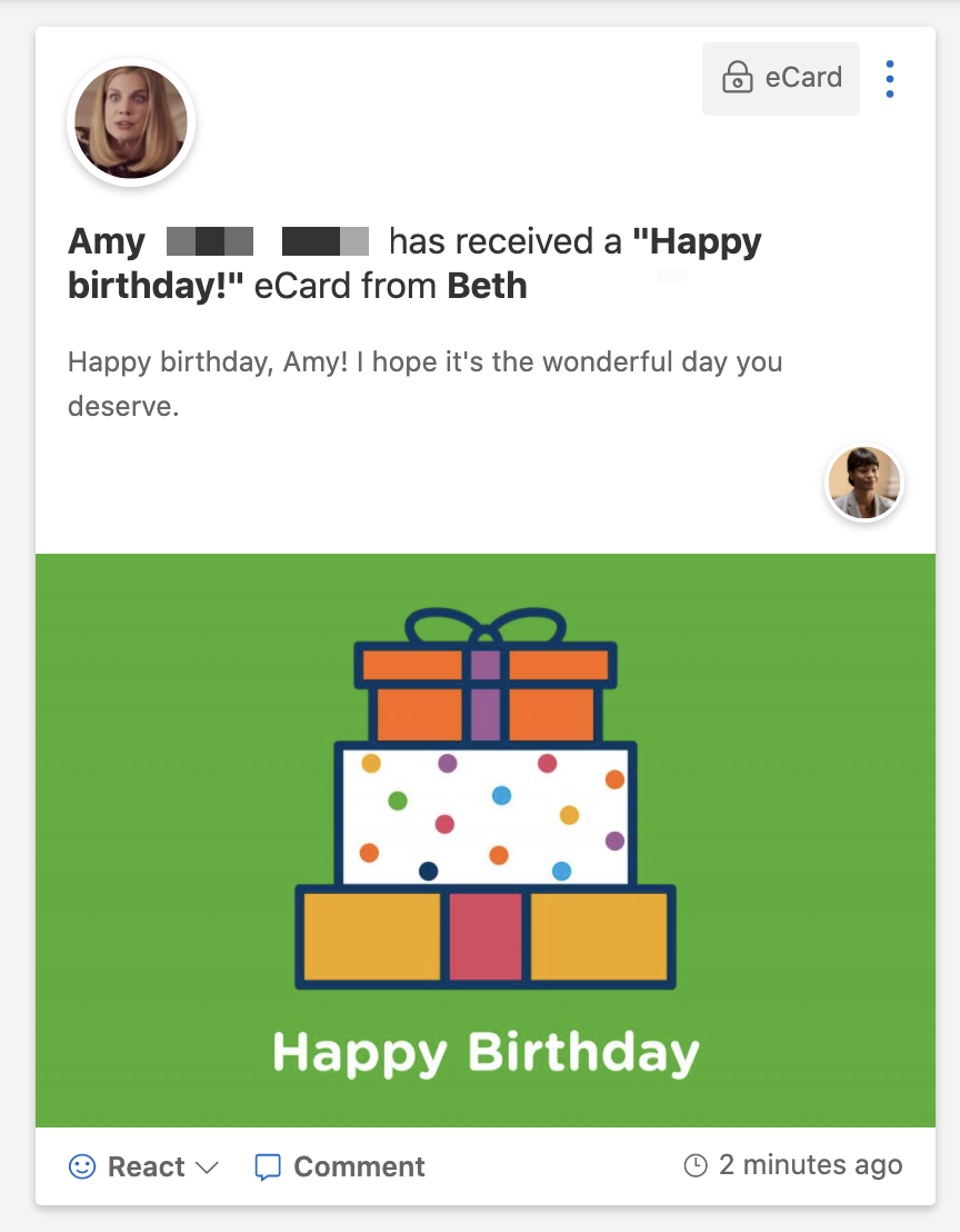 Private recognition on the social wall