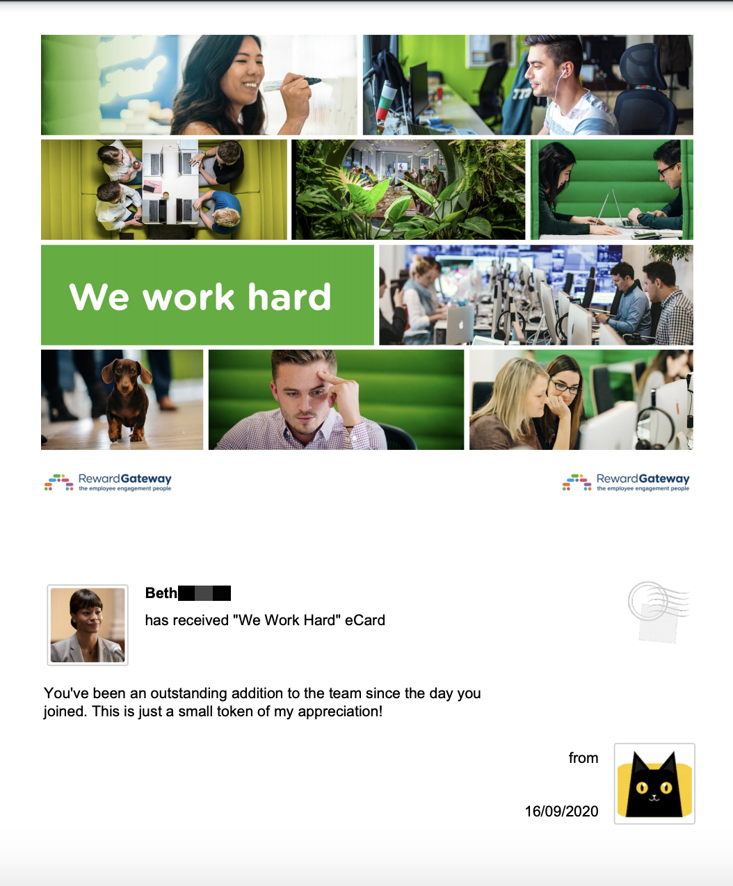 An image depicting recognition moments on the Social Wall