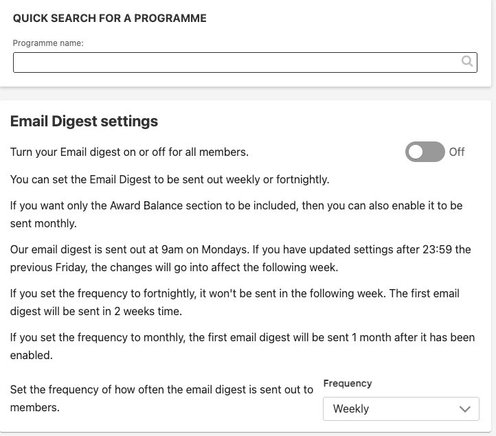 Email Digest Settings