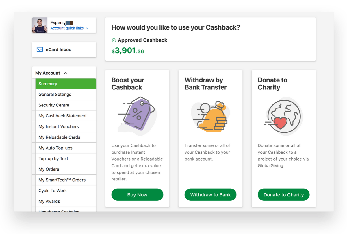 An image depicting SmartSpending™ Cashback options.