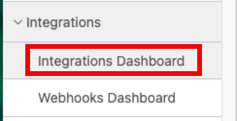 Integrations dashboard menu item in reward manager
