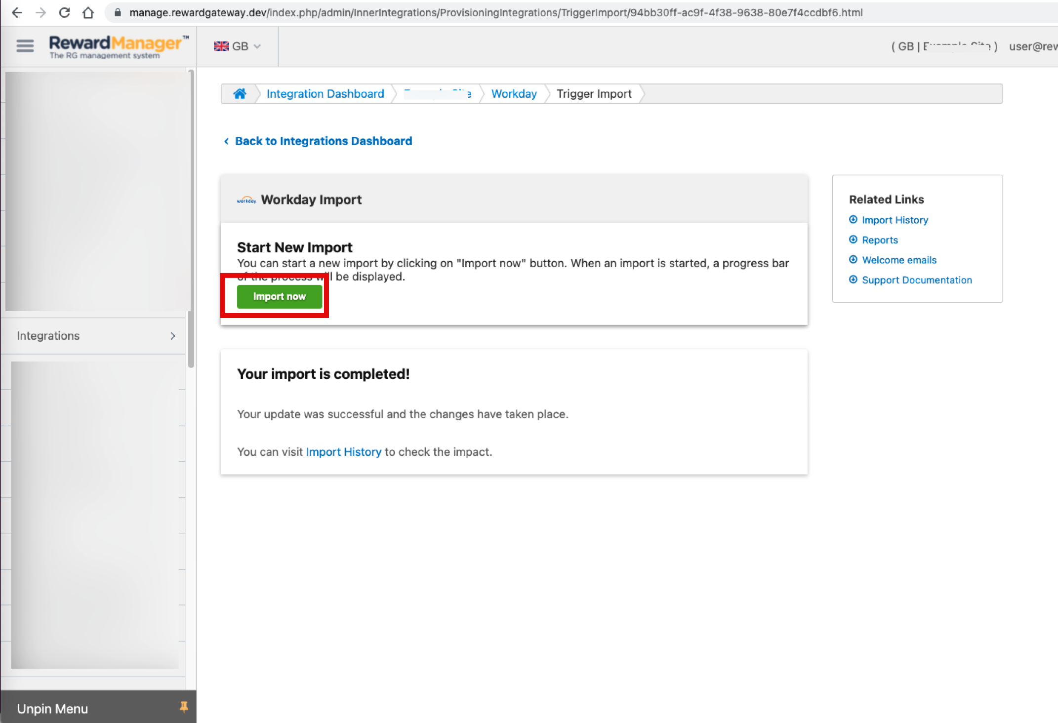 import now button