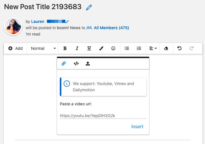 Adding videos to a blog post.