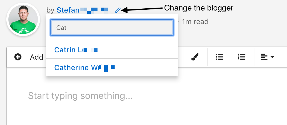 How to change the author of a blog.