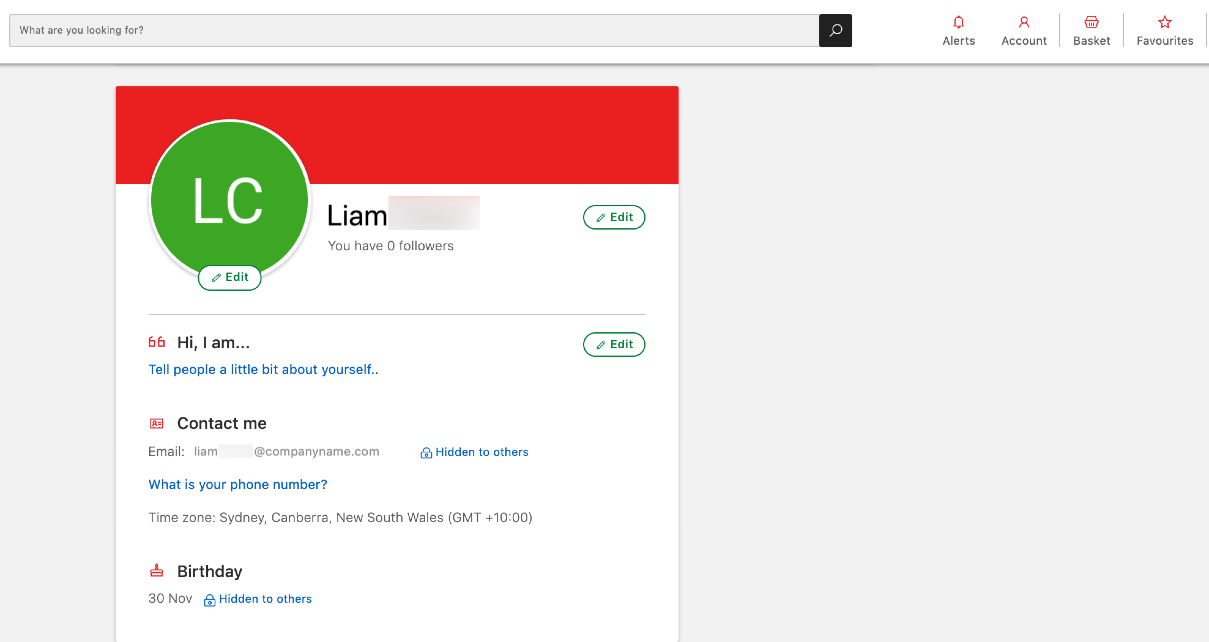 Personal profile options for writing an introduction summary and other personal details.