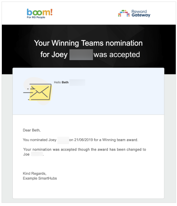 Winning team amended 