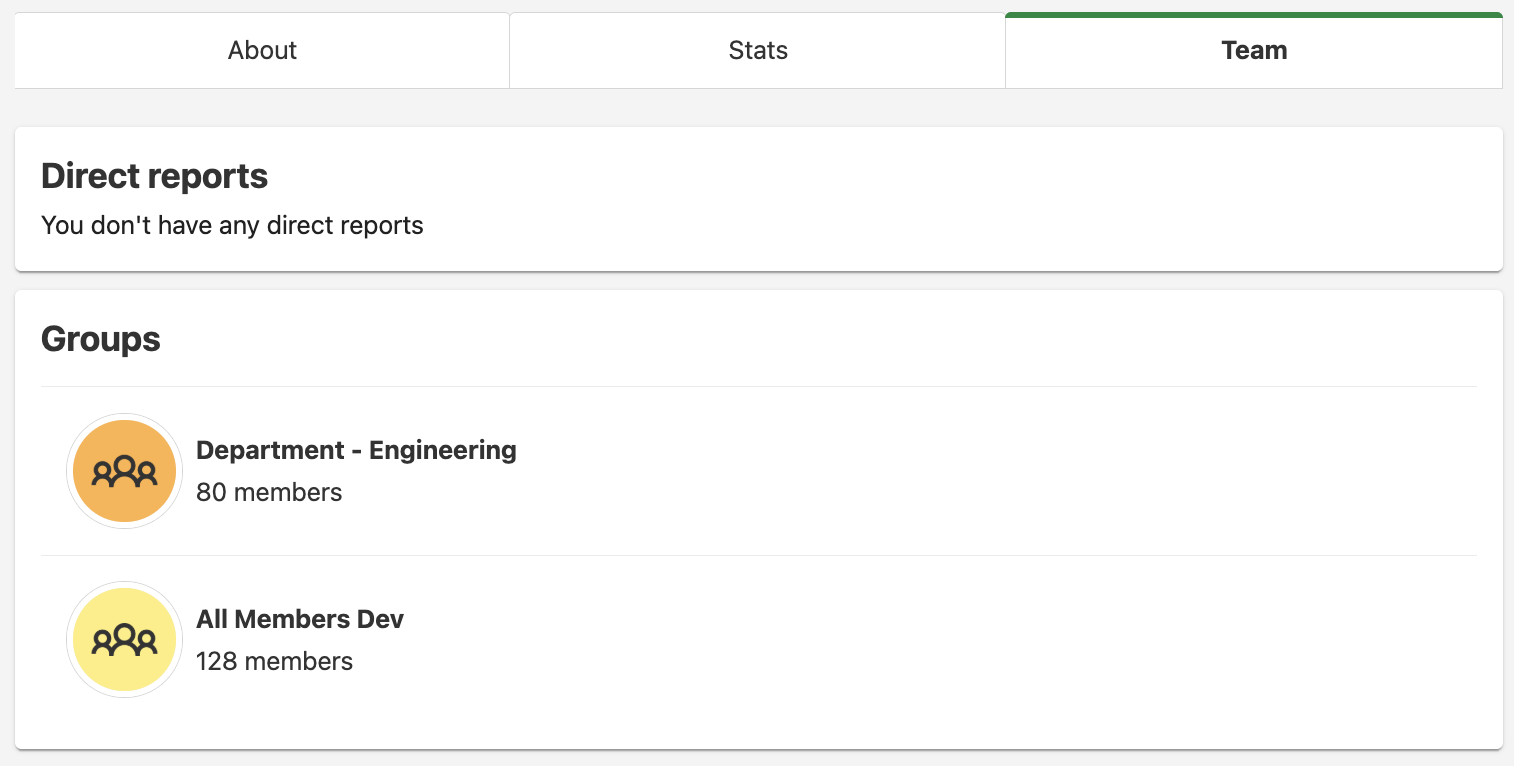 Filled-out profile appearance - team tab