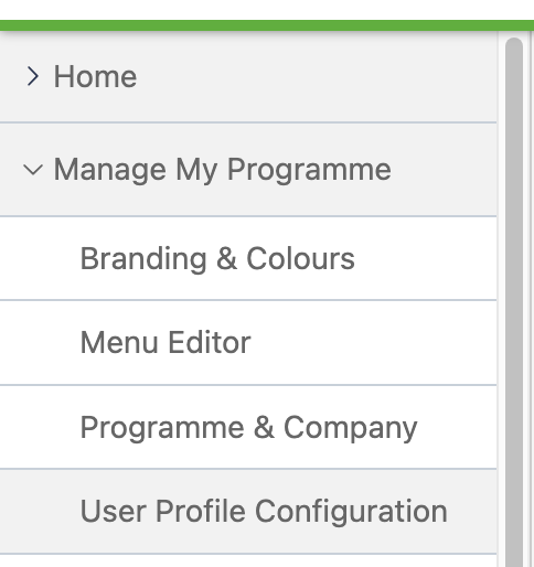 Reward Manager - Manage My Programme - User Profile Configuration