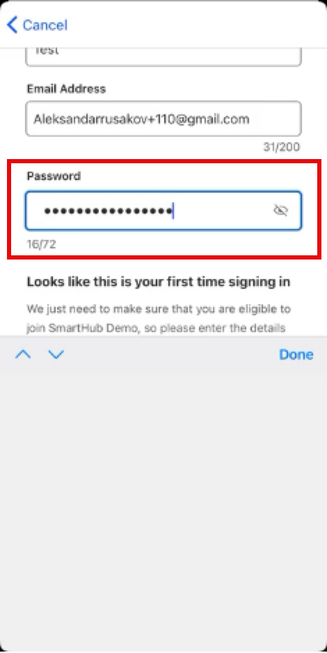 entering a password