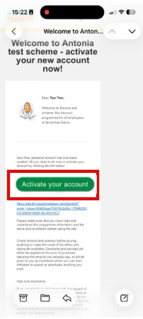 activate your account