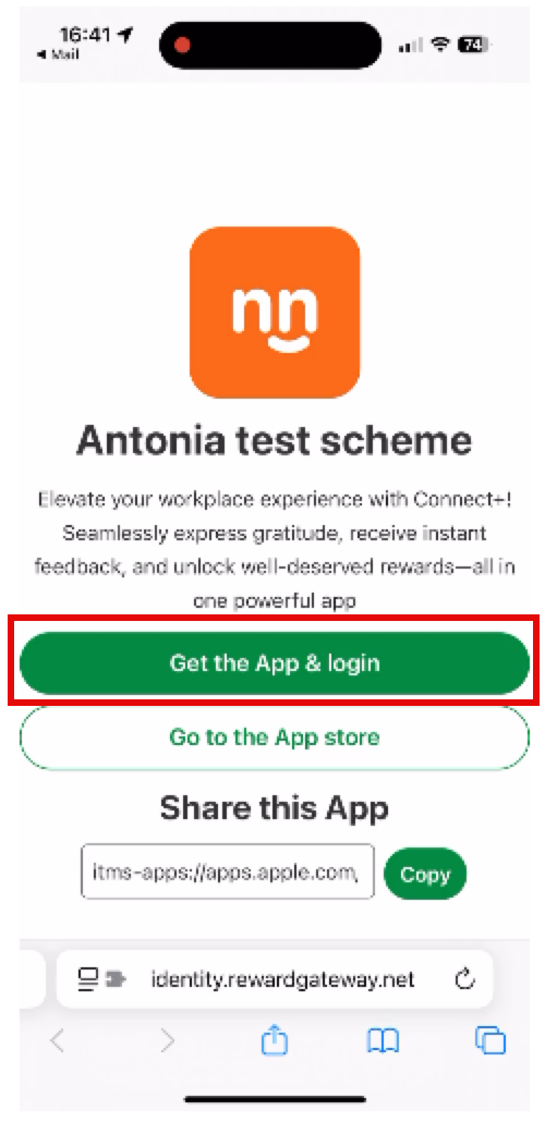 get the app and login