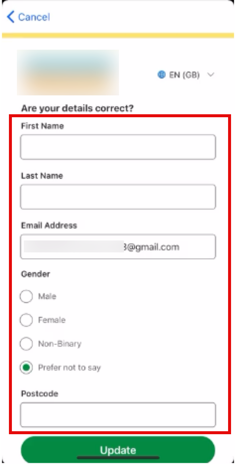 registration detail fields
