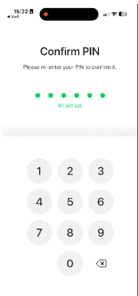 confirm pin