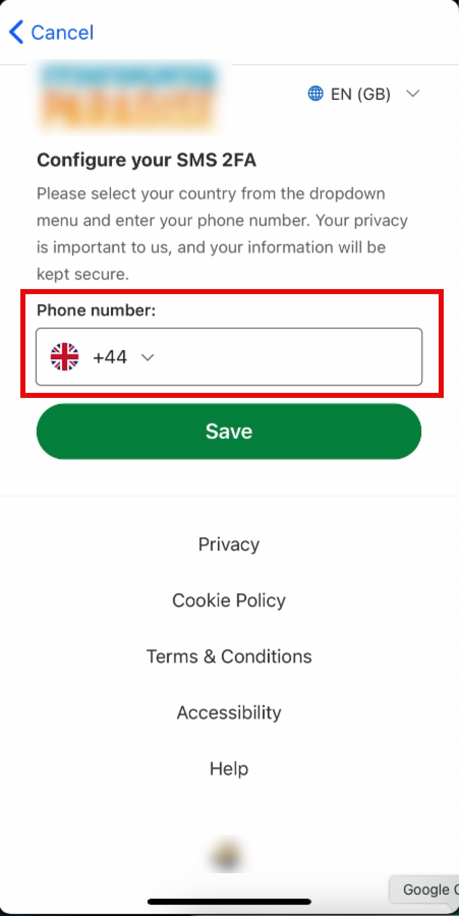 phone number field