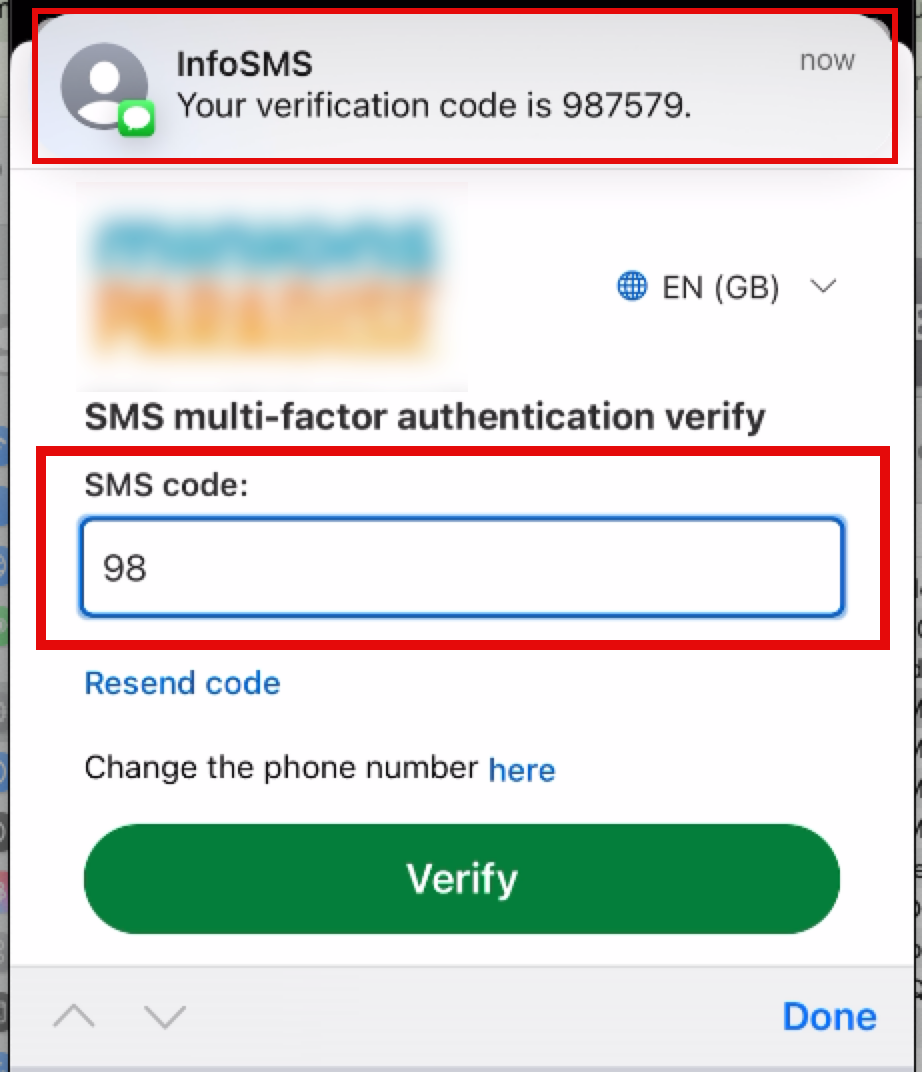 sms code