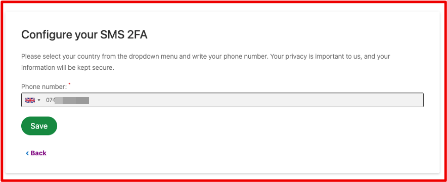 Entering your mobile number