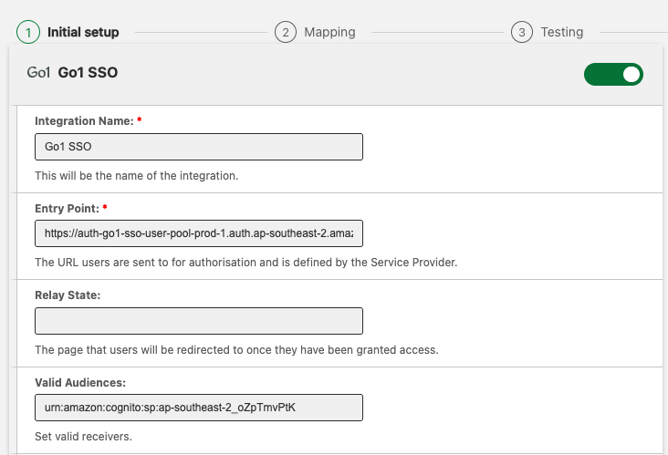 initial set up landing page