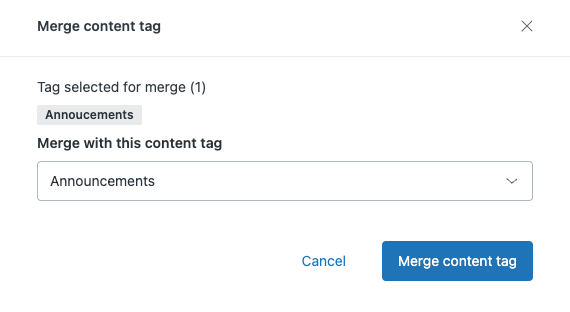 merging content tags field box