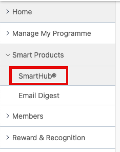 smarthub option in the menu