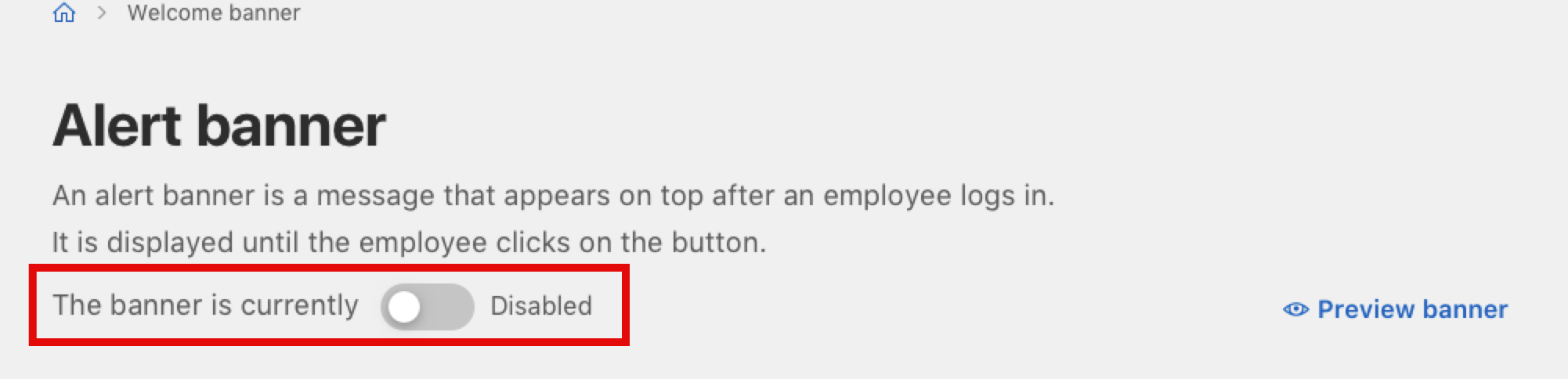 enable or disable the banner