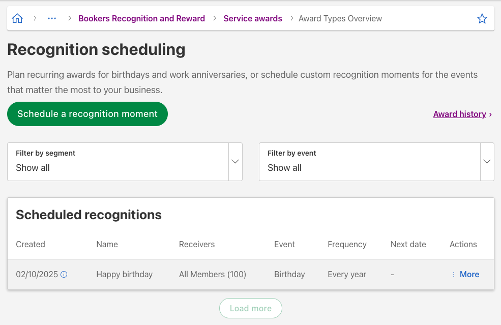 Recognition Scheduling