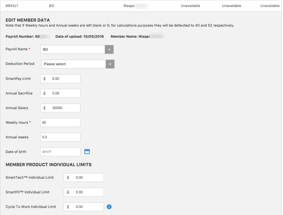 Edit member data form