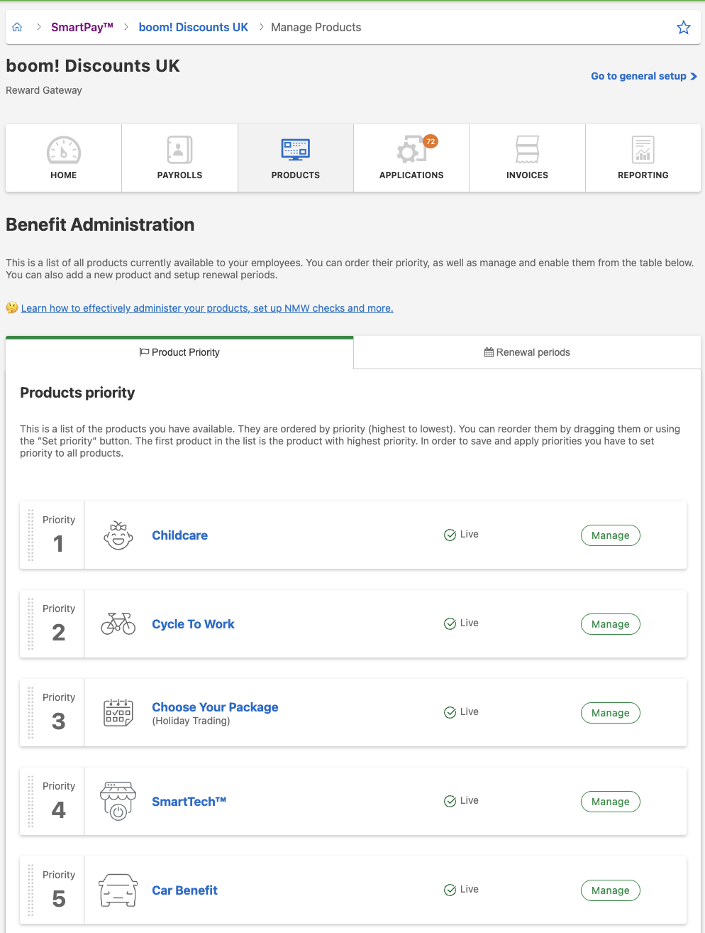 Manage products in SmartPay Dashboard