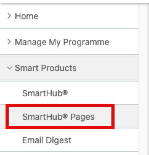 Smarthub pages menu item