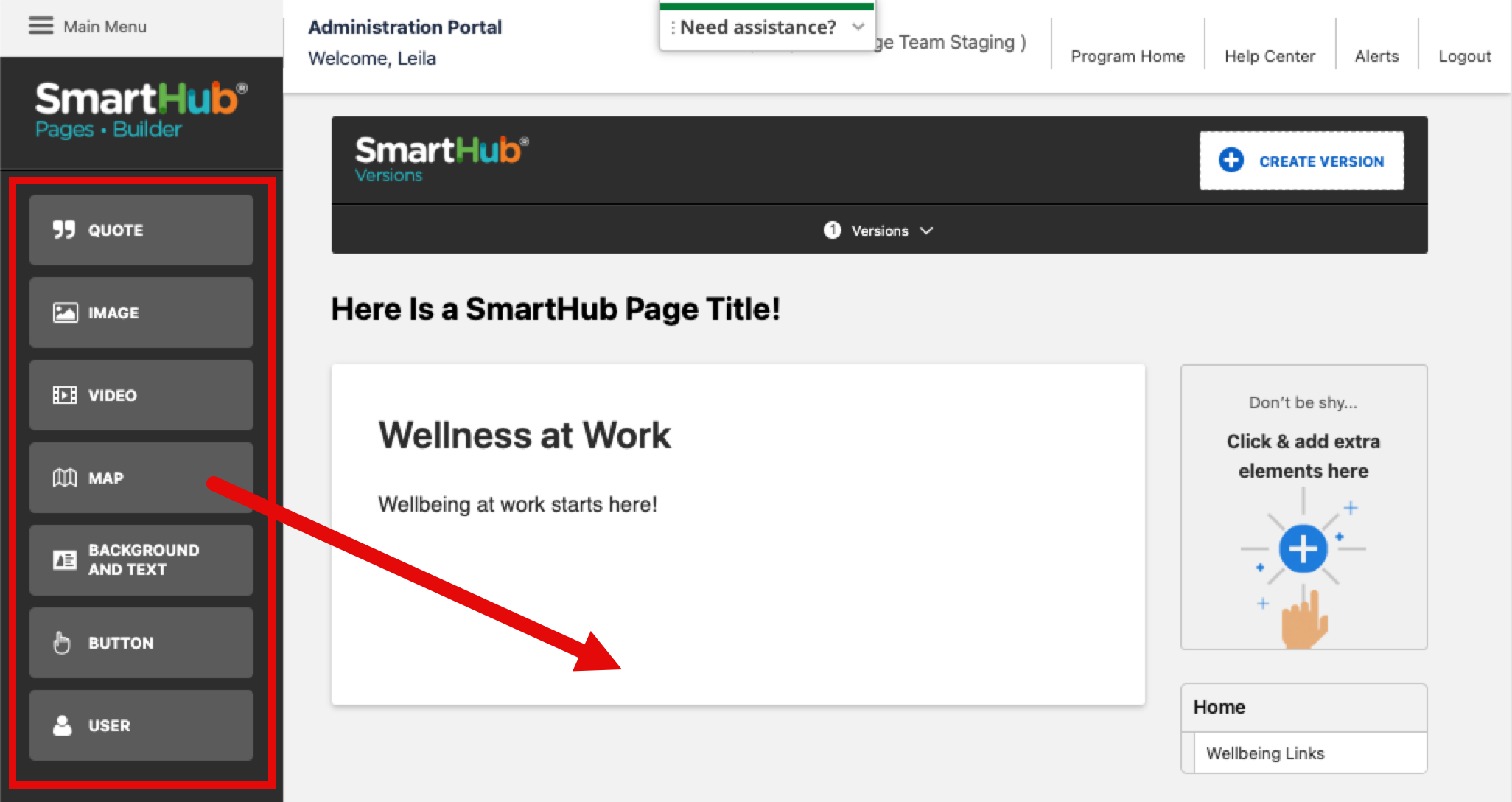 adding a block to the main content