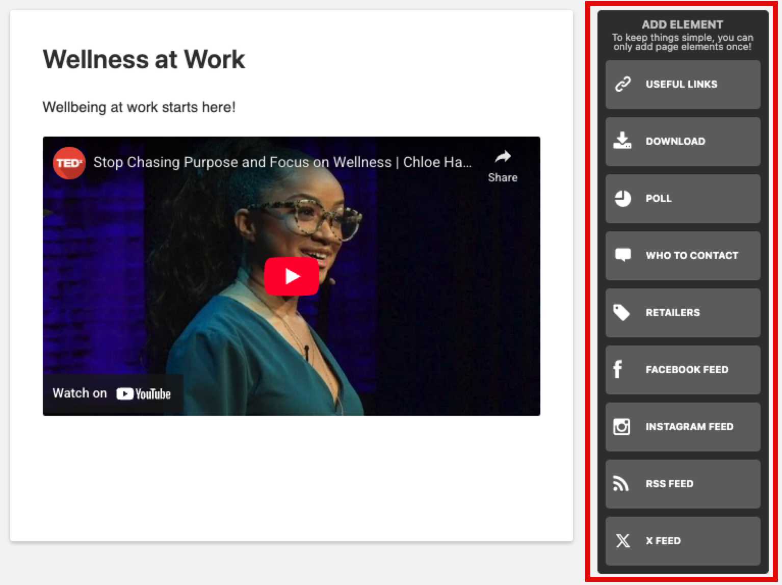 list of available elements to add