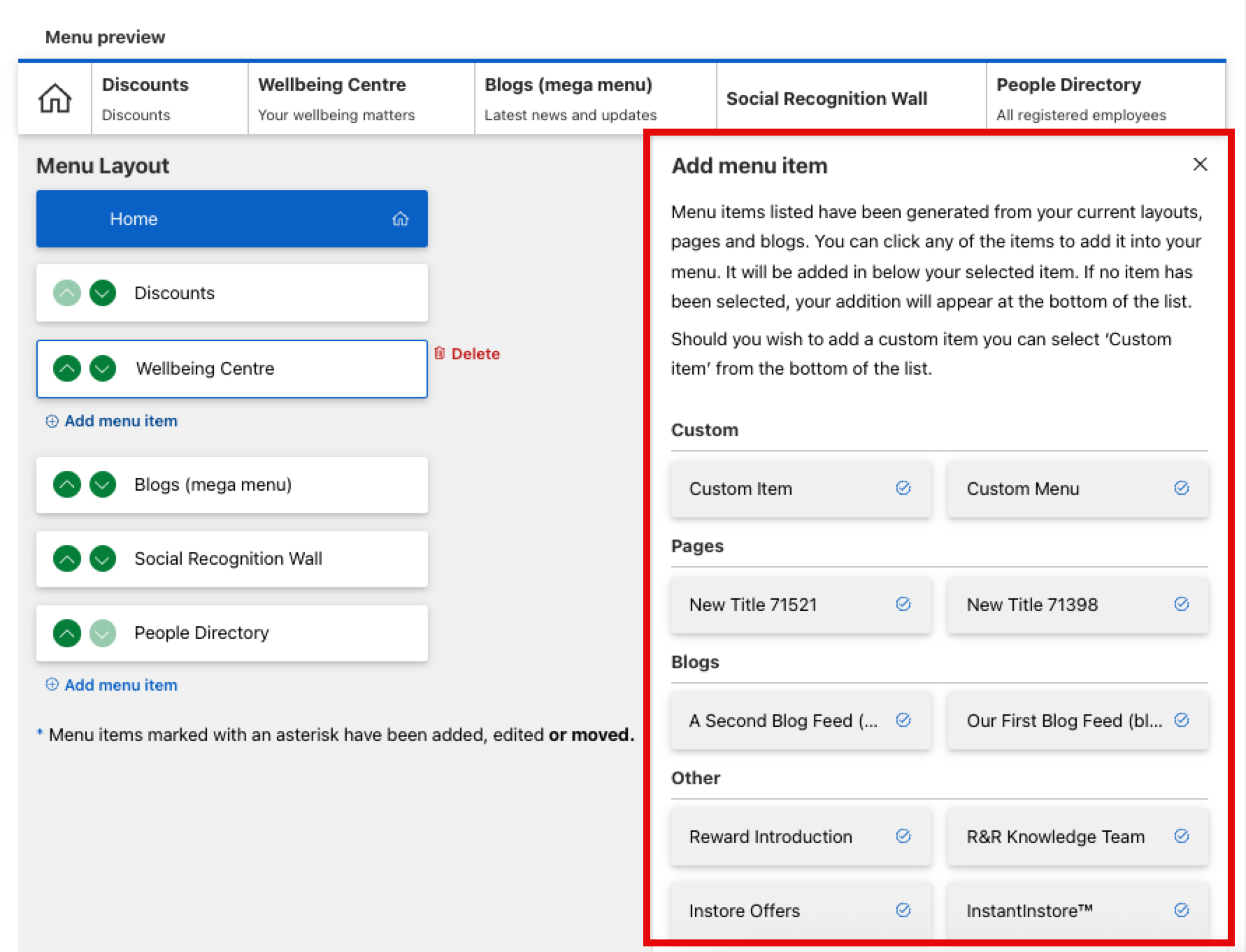 add menu item options