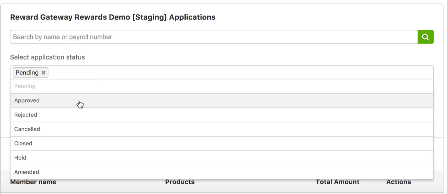 Application Status Filters
