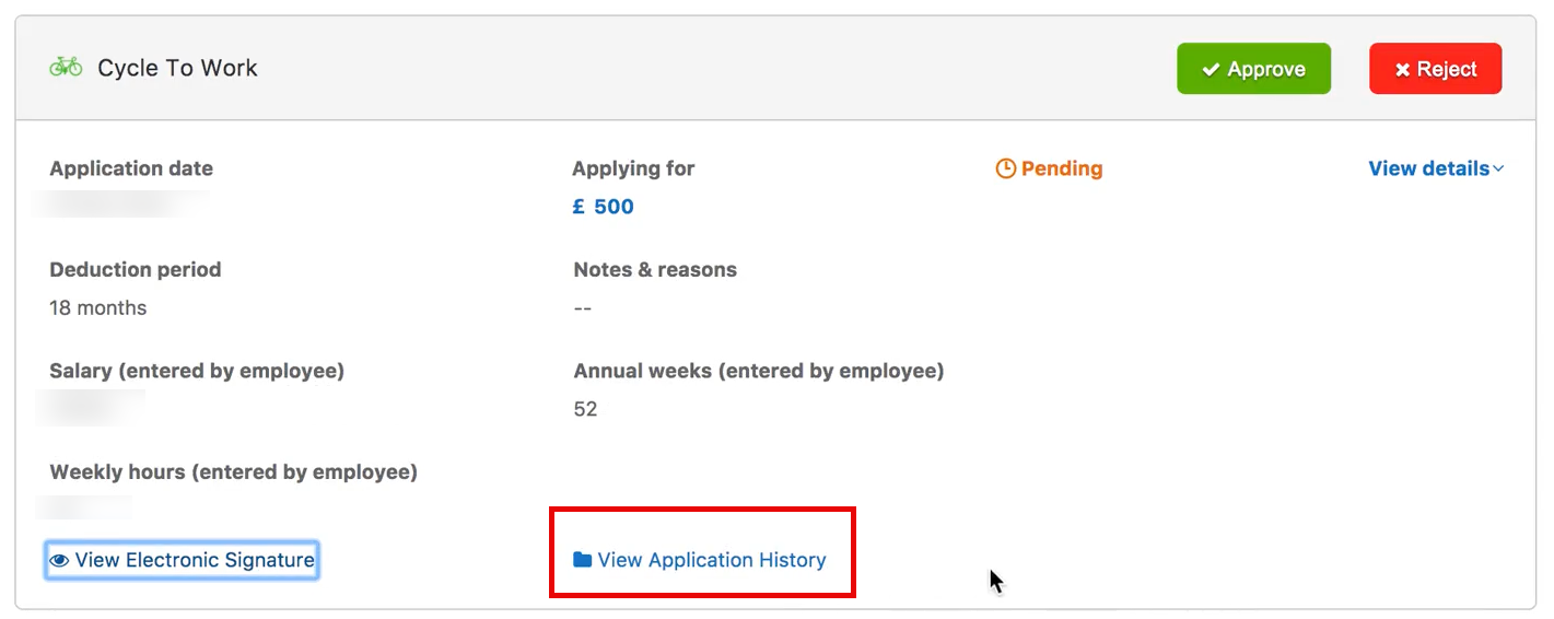 View application History