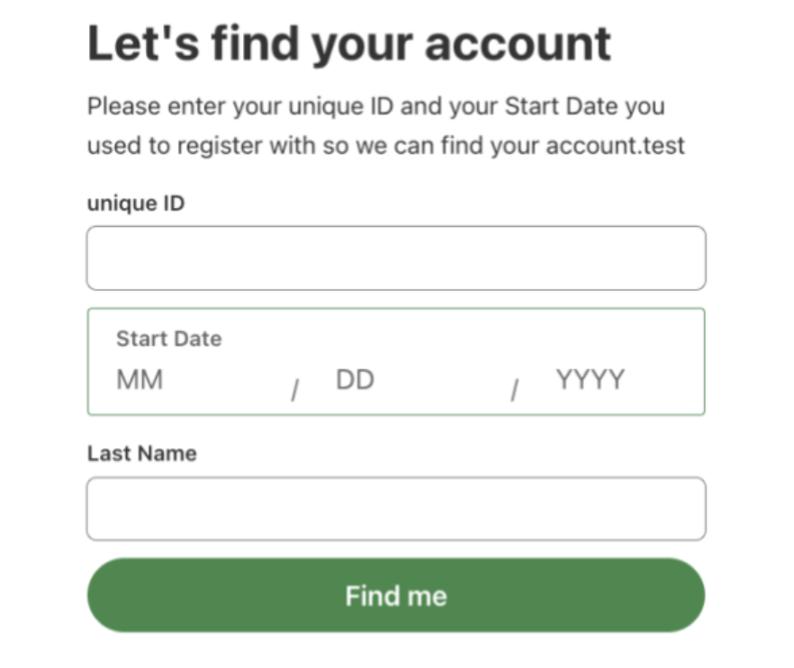 Account recovery page