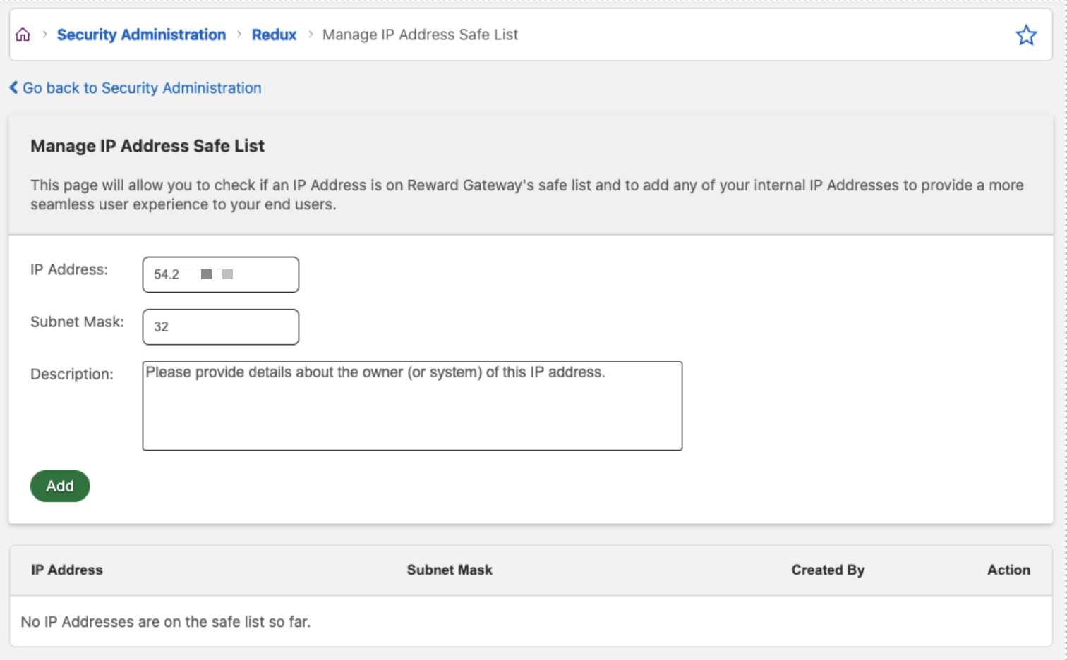 Manage IP address safe list