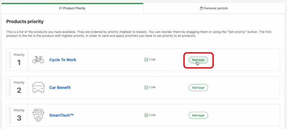 Manage Cycle To Work Product