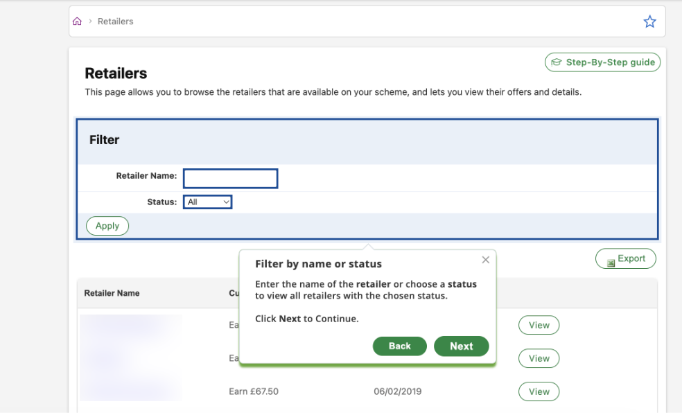 Using filters for retailers