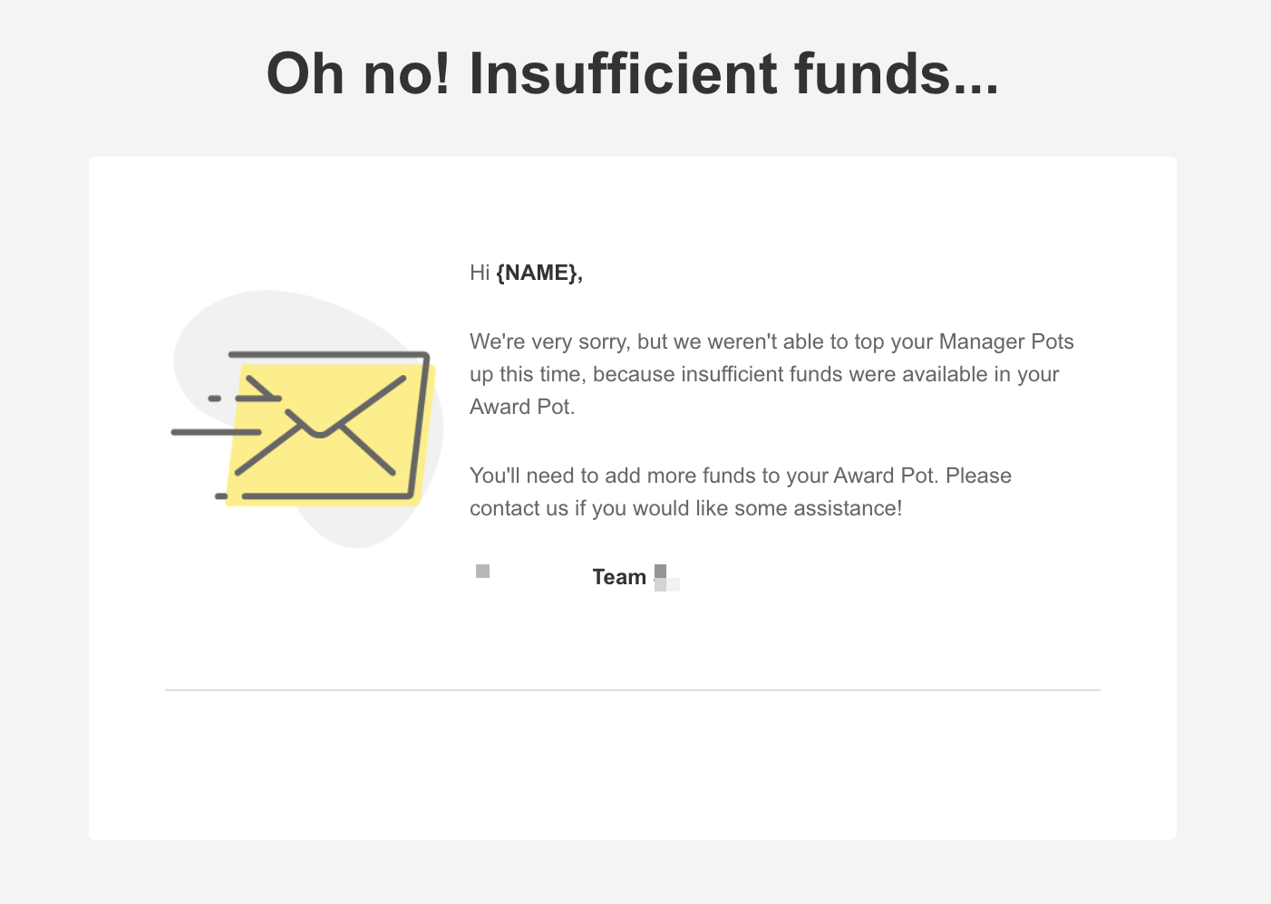 Insufficient Funds (no action taken)