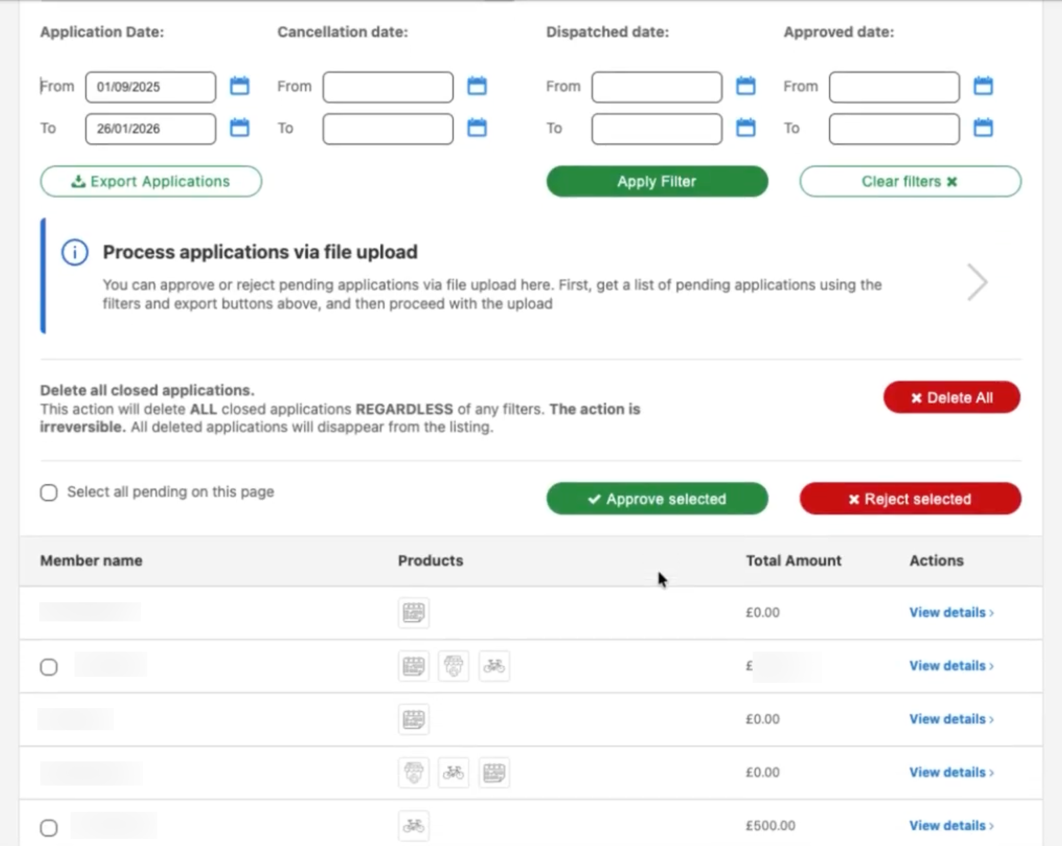 Historical Applications - Date Filter