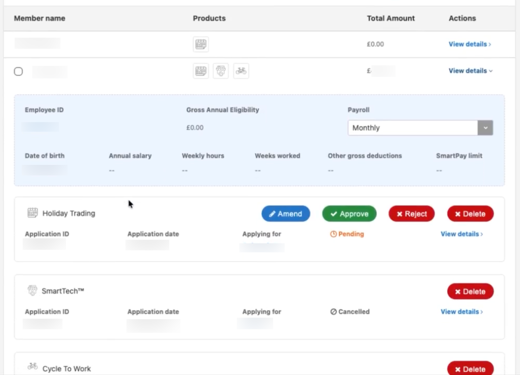 View details on application