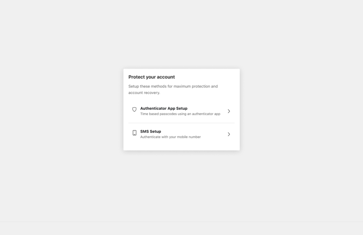 MFA prompt screen in the platform