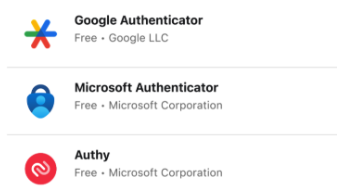authenticator app options with their icons