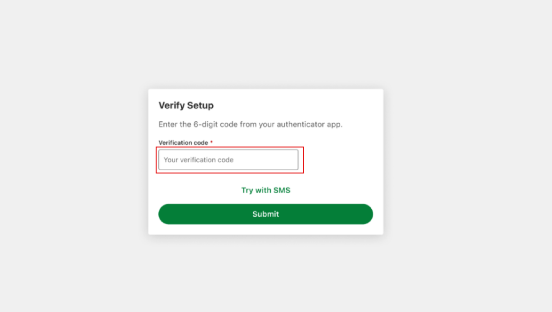 field to enter the verification code