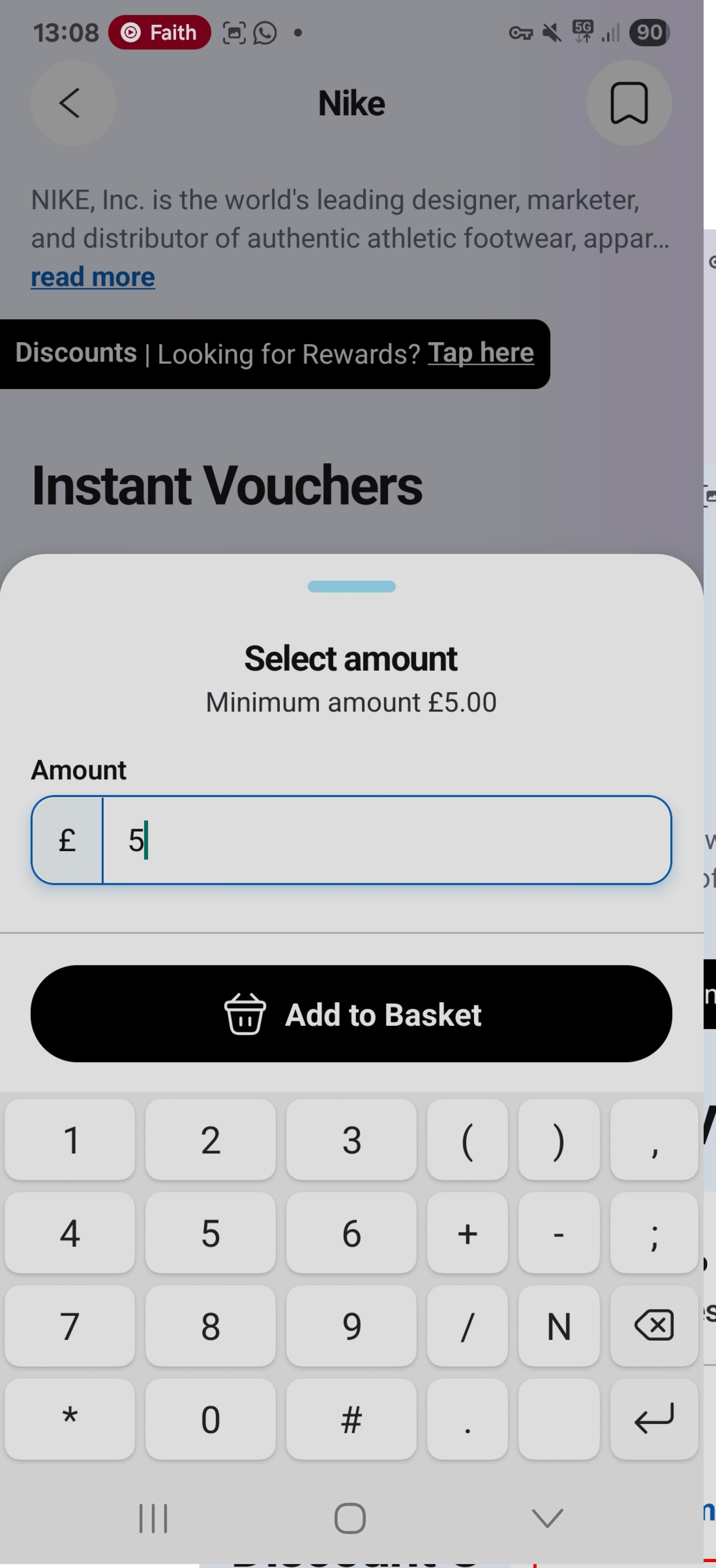 enter amount
