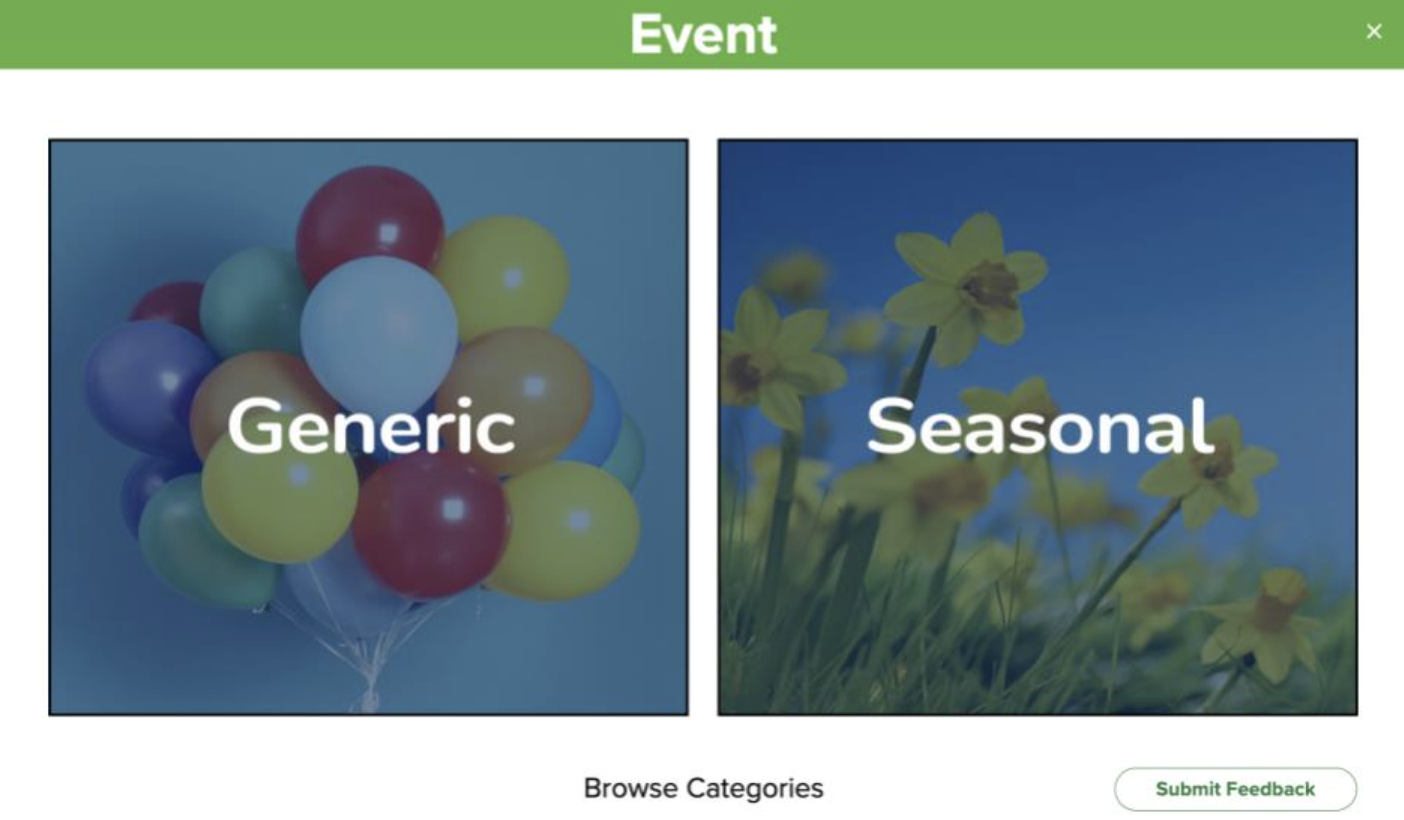 Generic and Seasonal Event card categories