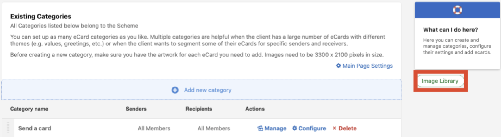 eCards Image Library button