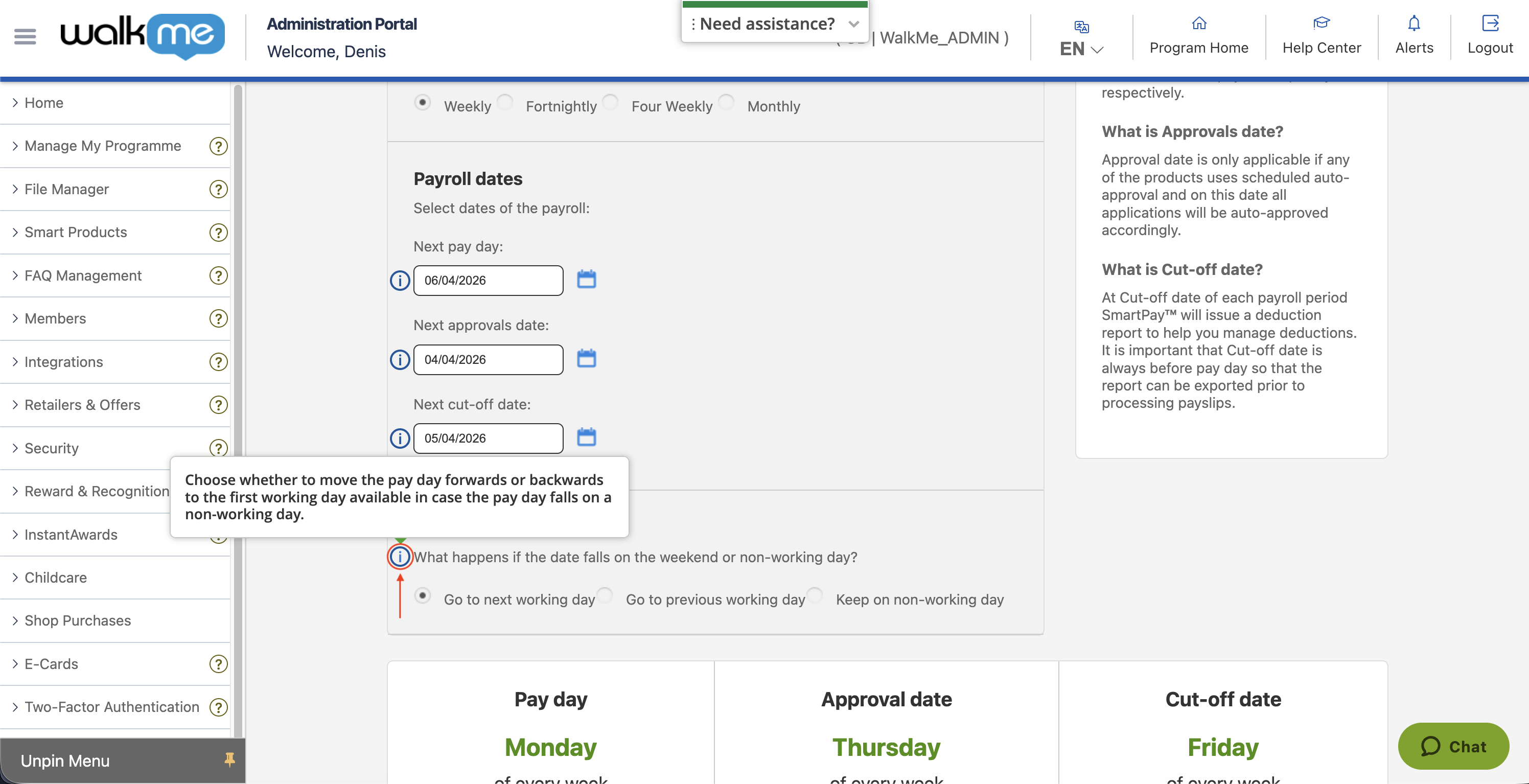 WalkMe payroll dates