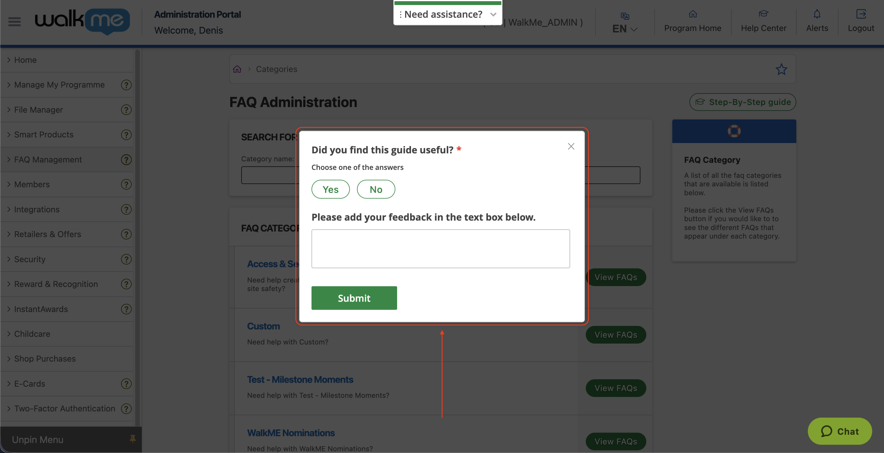 Smart Walk Throughs User Feedback
